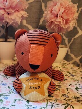 Pillowfort Orange and Black Striped Tiger Plush with Star